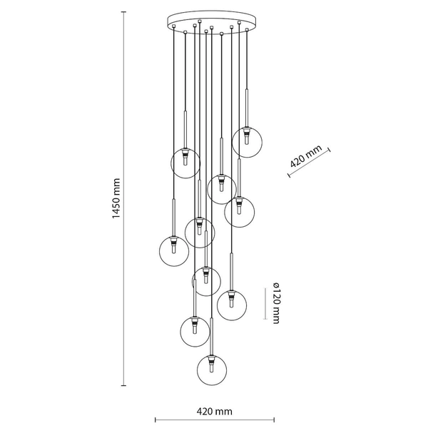 Lampa wisząca kaskadowa Nilos 5944 kule do kuchni przezroczysta złota