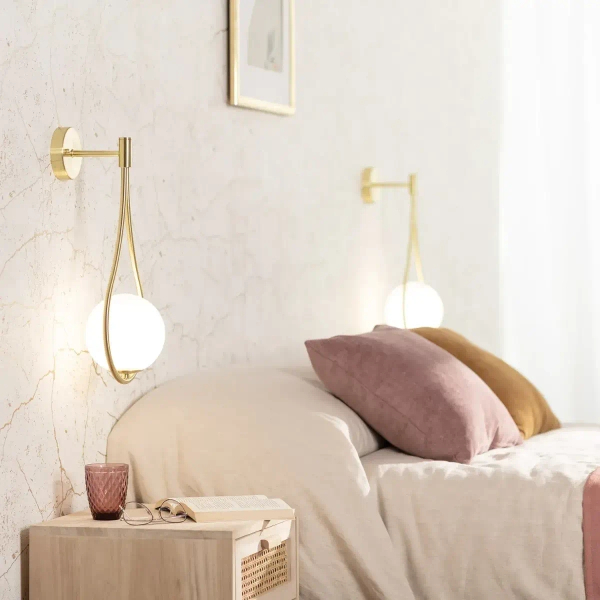 Szklana lampa na ściane Milano ABR-KA-G9 Abruzzo kula złoty biały