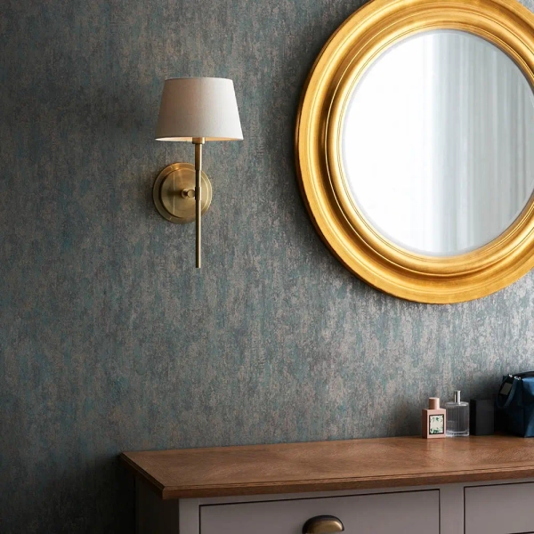 Abażurowa ścienna lampa Rennes & Cici 103355 tkanina mosiądz