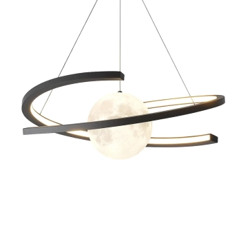 Ringowa lampa wisząca Moon LWS-MOON LED 3000K księżyc czarny