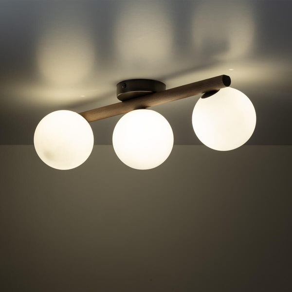 Nasufitowa lampa do jadalni Estera 10269 bubbles drewniana biała