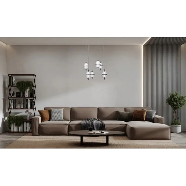 Wisząca lampa Fuente PND-34395-6-BK LED 180W 3000K czarny przezroczysty