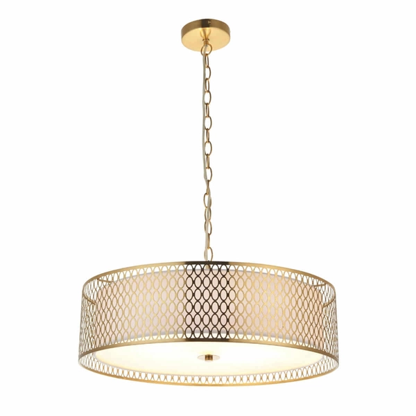 Ażurowa lampa wisząca Cordero 101569 Endon do jadalni złota biała