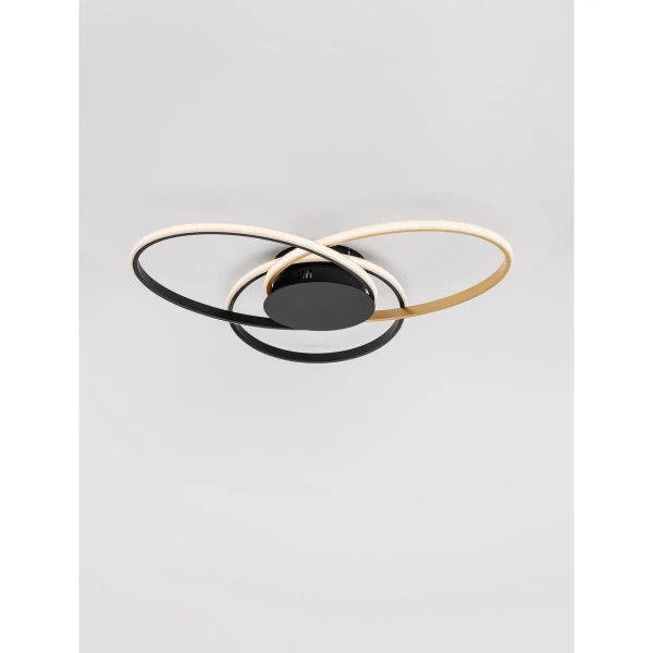Pierścieniowy plafon do jadalni GANTELO LE45492 LED 48W 3200K czarny złoty