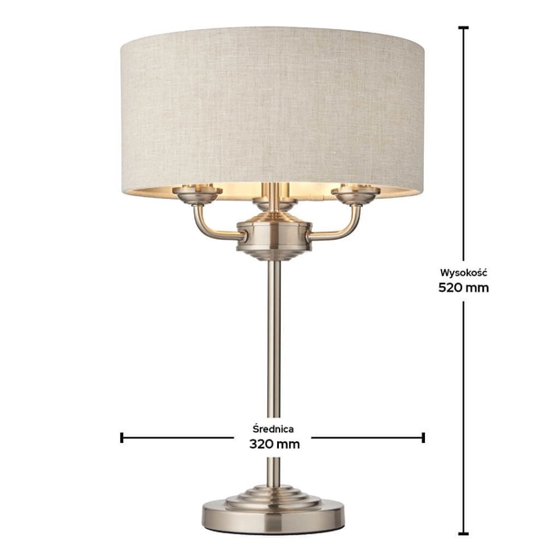 Lampa stołowa klasyczna Highclere 94369 Endon na komodę beż chrom