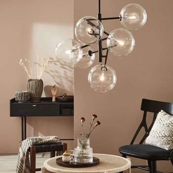 Wisząca LAMPA hygge ANDREW 107748 Markslojd szklana OPRAWA molekuły bubbles kule balls sticks czarne przezroczyste