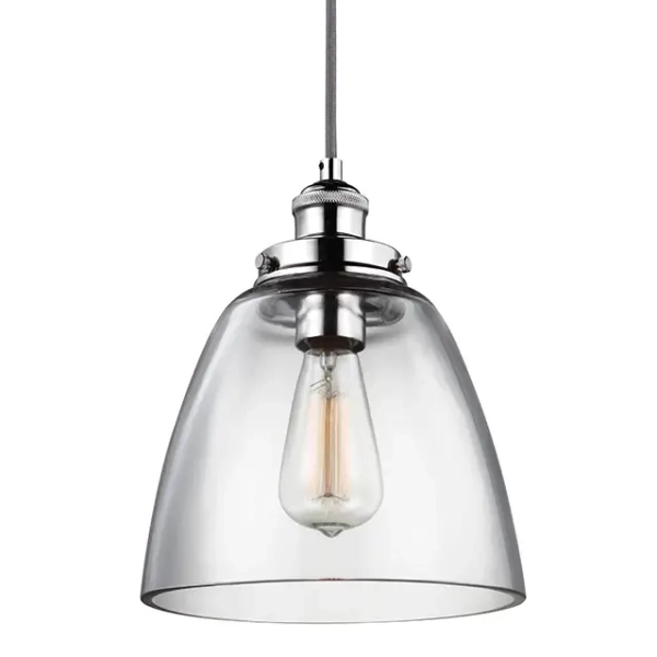 Wisząca LAMPA loftowa FE-BASKIN-P-B-PN Elstead FEISS szklana OPRAWA skandynawska ZWIS hygge polerowany nikiel przezroczysty