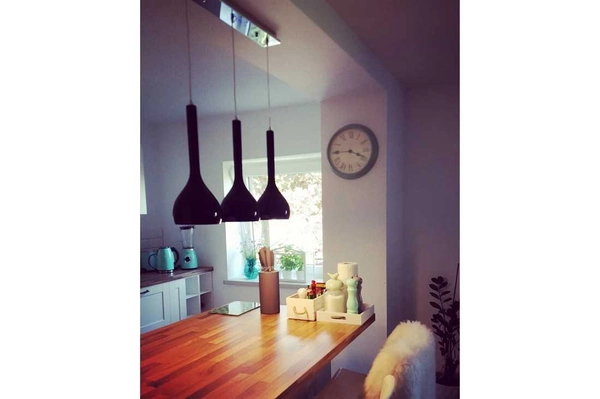 3-płomienna lampa wisząca Soul czarne łezki nad łóżko