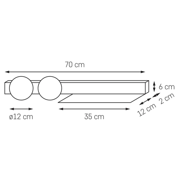 Półka LAMPA dekoracyjna BOTANICA 20853202 Kaspa ścienna OPRAWA metalowy KINKIET kule balls czarne