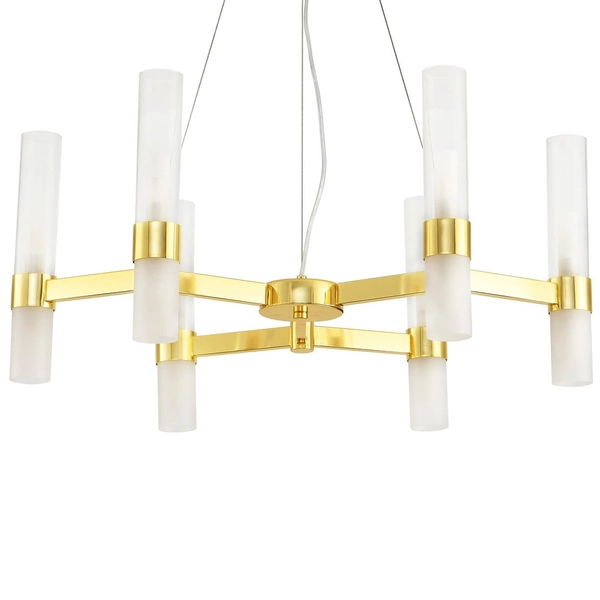 Wisząca lampa glamour Candela DN1505-6 gold Step szklane tuby złote
