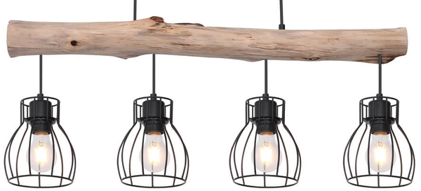 Rustykalna lampa wisząca Mina 15326-4N czarna drewniana