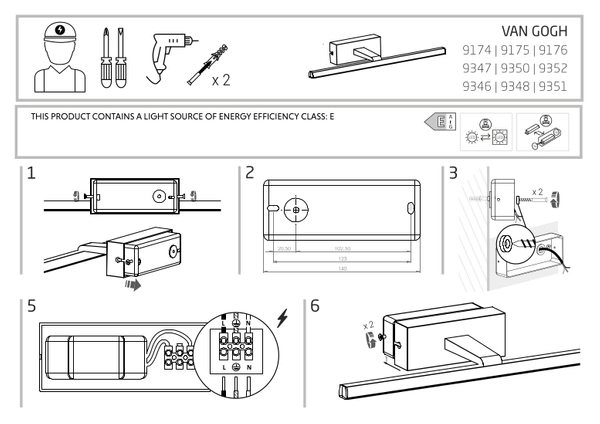 Ścienna lampa nad lustro Van Gogh 9175 kinkiet LED 18W 3000K biały