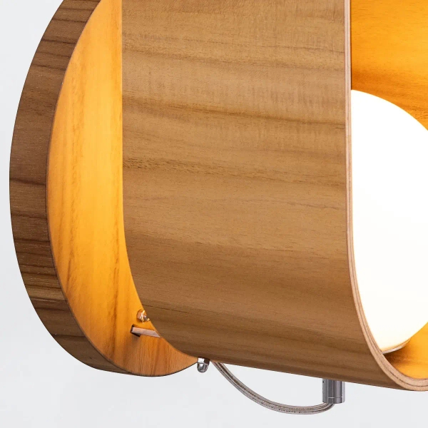 Kulista lampa ścienna Sfera QN-SFERA-WB-L-TEAK do salonu brązowy biały