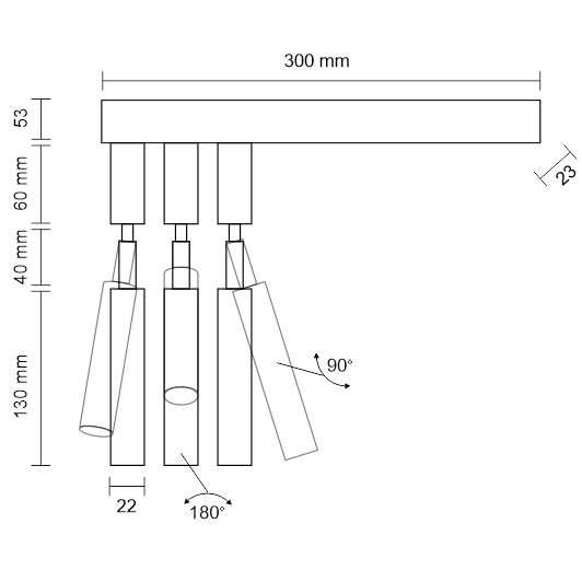 Kinkiet LAMPA ścienna ALHA E 9348 Shilo metalowa OPRAWA listwa reflektorki tuby białe