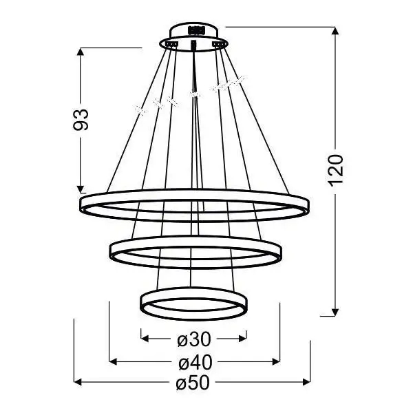 Pierścieniowa wisząca lampa LUNE chrom 33-64738 3xLED 60W 4000K ściemnialna ring