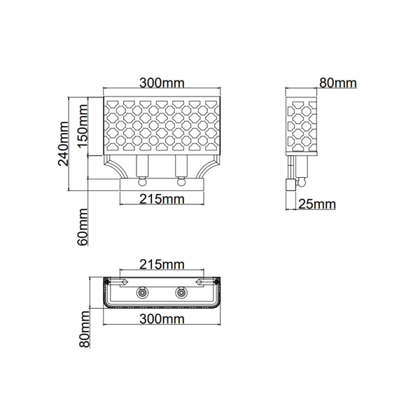 LAMPA ścienna Verno Parette Cromo Orlicki Design prostokątna OPRAWA metalowy kinkiet ażurowy chrom kremowy