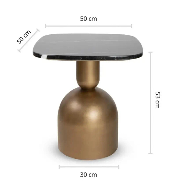 Metalowy stolik kawowy RINGO MM001501100392 czarny złoty dekor marmuru 50cm