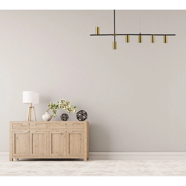 Lampa wisząca ARIZONA LP-074/6PL BK/GD Light Prestige loftowa oprawa metalowy zwis tuby czarne złote