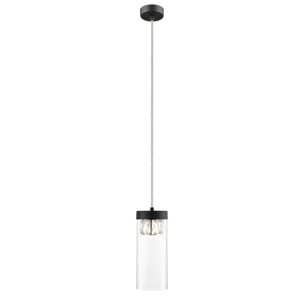 Wisząca lampa tubki GEM P0389-01D-P7AC szklana czarny przezroczysty