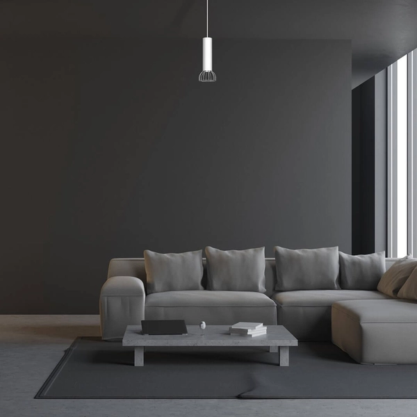 Pojedyncza lampa wisząca Dante do kuchni biała srebrna