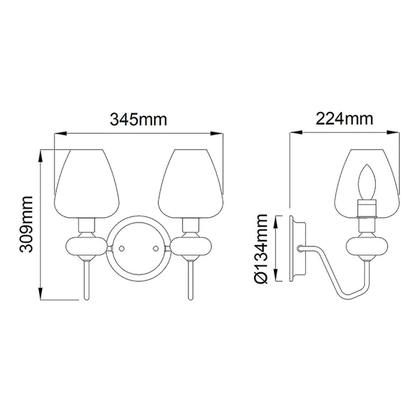 Szklany kinkiet ścienny Armand DL-ARMAND2-AB Elstead kielichy czarne złote
