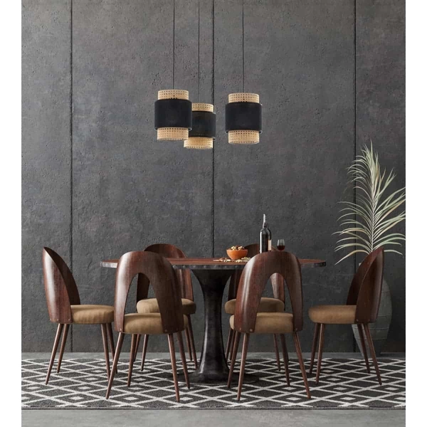 Lampa zwisowa okrągła ratan Boho 6549 TK Lighting ekologiczna czarna