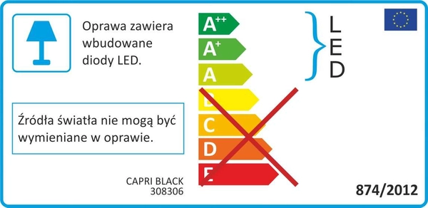 Plafon LAMPA sufitowa CAPRI 308306 Polux regulowana OPRAWA ścienna LED 10W 3000K metalowy KINKIET listwa czarna