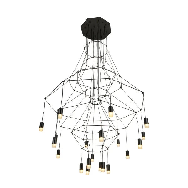 Lampa wisząca modernistyczna LINEA ST-5961-20 czarna metalowa G9 20-punktowa do salonu