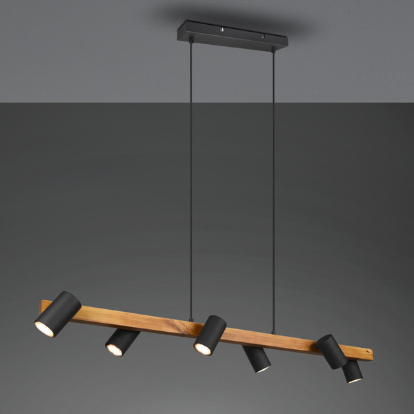 Zwieszana lampa na listwie VANTOS DL632312490 regulowana drewniana czarny