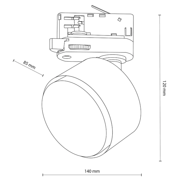 Okrągła szynowa lampa punktowa 3-fazowa Tracer 6061 TK Lighting czarny
