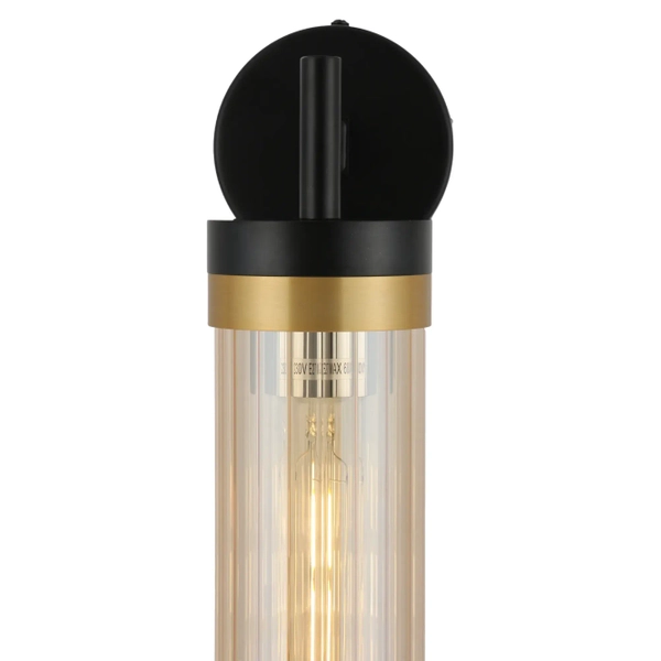 Ścienny kinkiet Malika WL0123-1 Yaskr szklana tuba miodowy czarny złoty