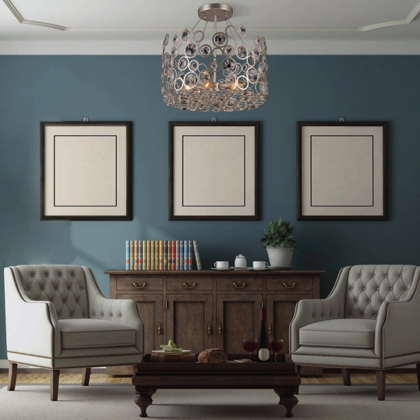 Plafon LAMPA sufitowa NARDO PNPL-33064-5-CH.S Italux okrągła OPRAWA glamour z kryształami metalowa crystal srebrna szampańska