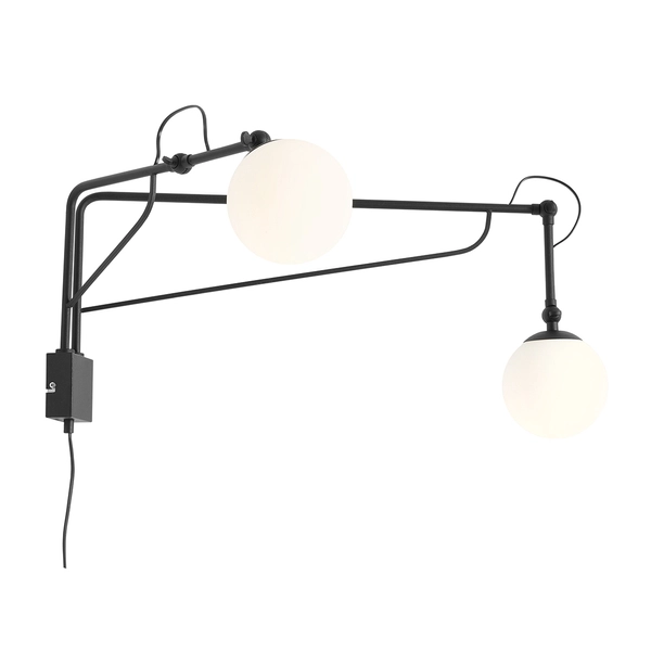 Loftowa lampa ścienna Soho 1105D1 kule na wysięgniku czarny biały