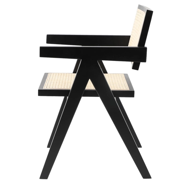 Rattanowe krzesło BOHO MH-011CH-BN Step podłokietniki drewno czarne beżowe