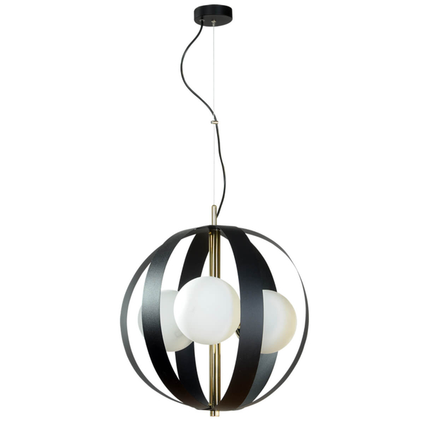 Wisząca lampa do salonu Nela 1137 Zumaline kulista metal szkło czarny złoty
