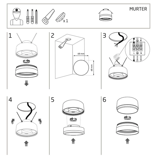 Podtynkowa lampa z klipsem Murter 10490 Nowodvorski tuba punktowa biała