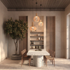 Pojedyncza lampa wisząca Roots MOD193PL-01W do jadalni czarna beżowa