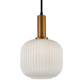 Potrójna wisząca lampa Della PND-31982-3-GD szklana złota biała