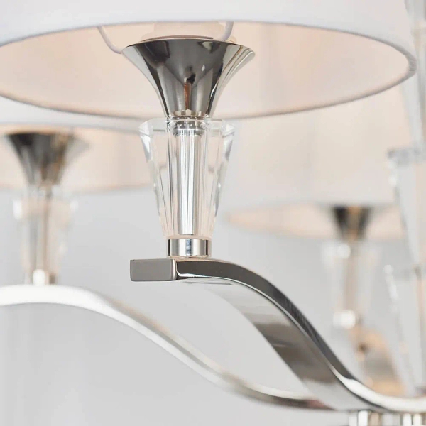 Lampa wisząca z abażurkami Fiennes FIENNES-5NI na łańcuchu chrom biały