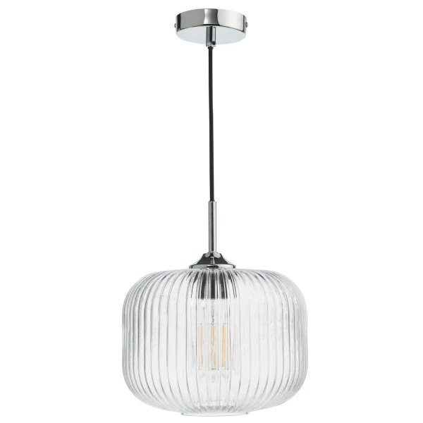 Regulowana wisząca lampa Demarius DEM0108 ryflowany szklany przezroczysty