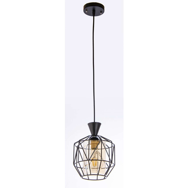 Geometryczna lampa wisząca VEN W-5291/1 BK industrialny czarny miodowy