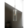 Szklana lampa zwisowa Tibia 109013 tubka żebrowana nikiel