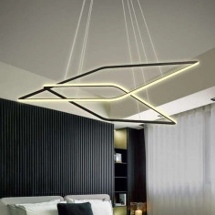 LAMPA wisząca MDECO SLIM/000013/4000/B metalowa OPRAWA zwis LED 64W 4000K kwadratowe ramki czarne