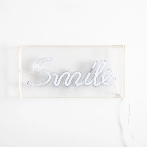 Lampa stołowa dekoracyjna Neon FM-NLB46 Zumaline LED smile różowa biała