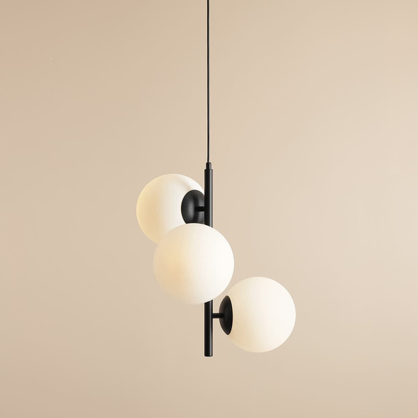 Lampa wisząca do jadalni Fin 1120E1_M Aldex szklane molekuły czarna