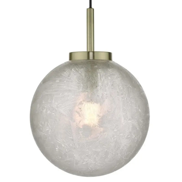 Kulista wisząca lampa Avari AVA0141 szklana kula mosiądz szary