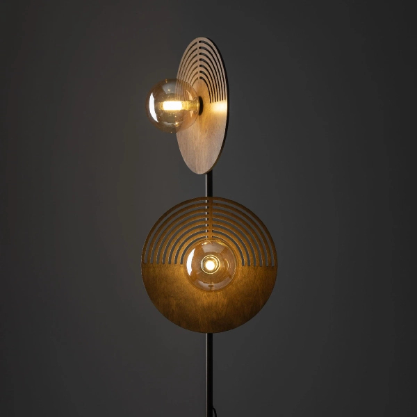 Skandynawska stojąca lampa Lunar Wood 16135 drewniana brązowy