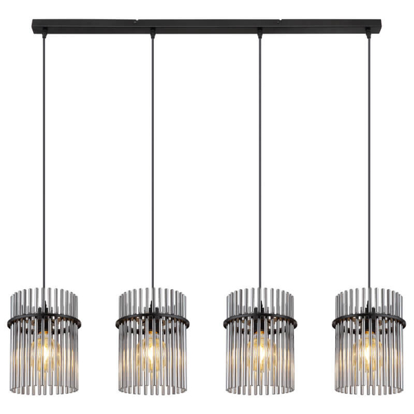 Wisząc lampa nad stół GORLEY 15698-4H szklana loft czarna przydymiona