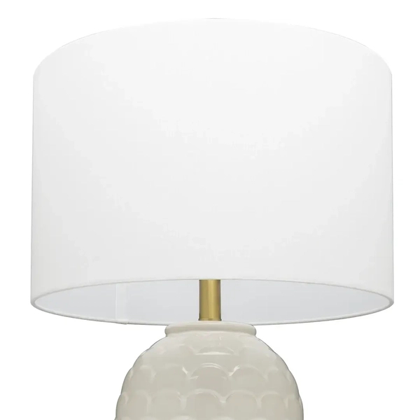 Lampa stołowa Murcia T01033BR-WH walec łuski ceramiczna mosiądz biały