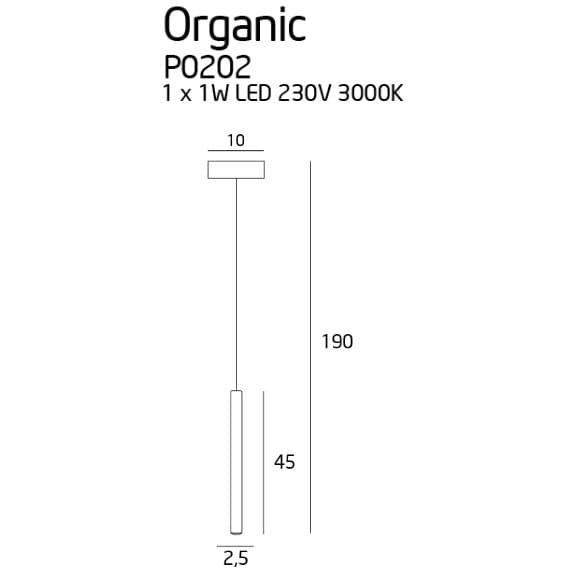 Kuchenny zwis nad wyspę ORGANIC P0202 Maxlight LED 1W 3000K tuba biały